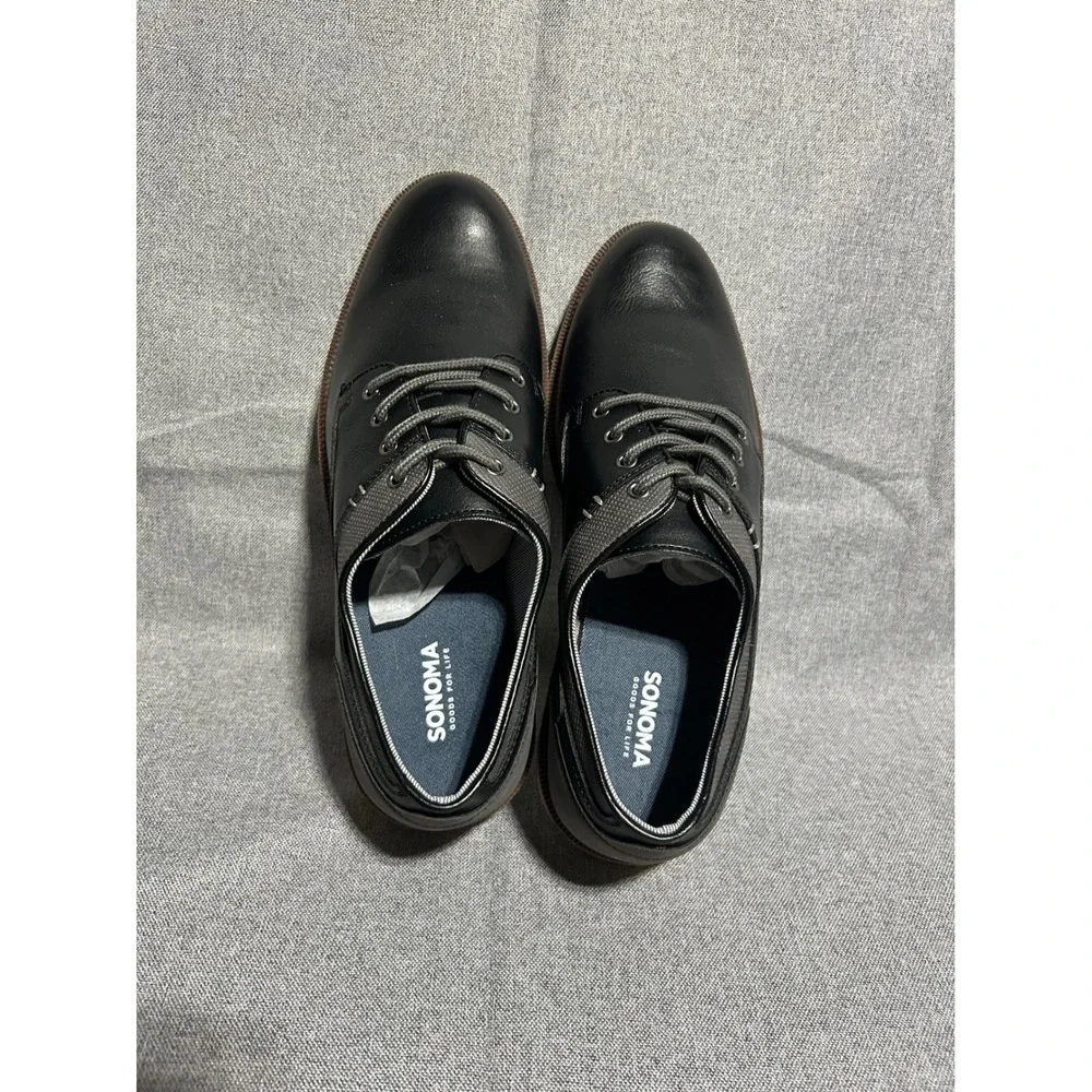 Sonoma Goods For Life Dress Shoes Mens 10 Black Gray Freer‎ Oxford Memory Foam